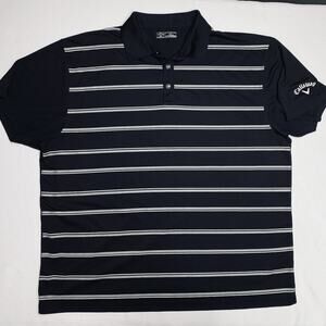 XXL Callaway Shirt Mens Black White and Gray Stripe Polo Short Sleeve Golf